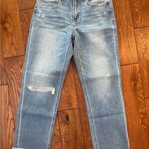 Flying Monkey Light Blue Distressed Cropped Jeans